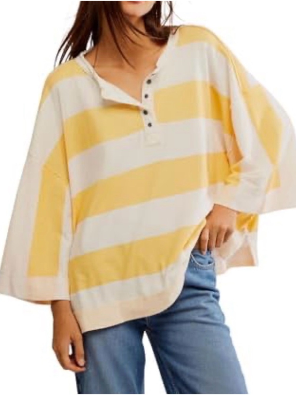FREE PEOPLE we the free WONDERFUL TEE IN YELLOW medium nwt  striped boho